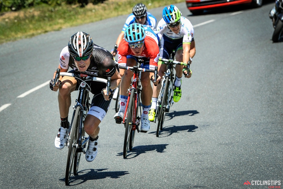 A group of five riders was formed after ten kilometers of racing...